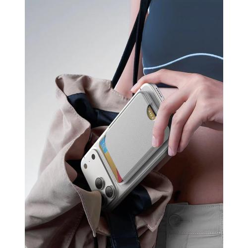for MagSafe Wallet, 5 Cards Holder with Stand, Magnetic Phone Wallet Stand for iPhone 17/16/15/14/13/12 Pro Max Air Plus Series, RFID Blocking Vegan Leather,Grey