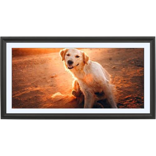 LTYHHK 12x24 Panoramic Picture Frames Solid Wood with 10x22 White Mat, Displays 10x22 with Mat or 12x24 without Mat, 10x22Poster Frame 12x24Photo Frames Black (L23B1224W1022)
