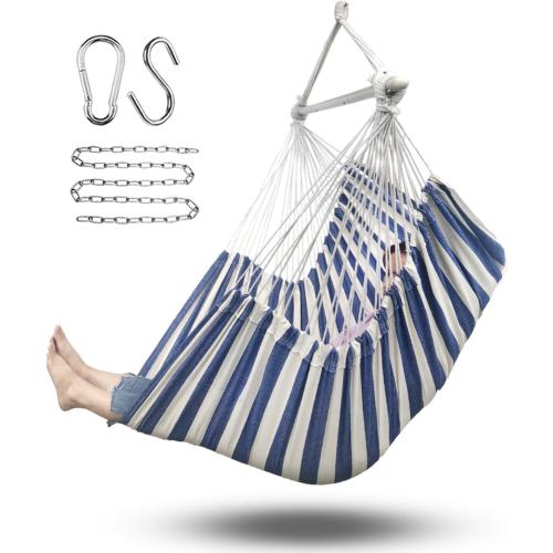 ADVOKAIR Hammock Chair Hanging Chair Rope Swing XXL - Max 500lbs, 70in Large Hammock Swing Chair -Portable Steel Spreader Bar with Anti-Slip Rings-Roomy & Strong