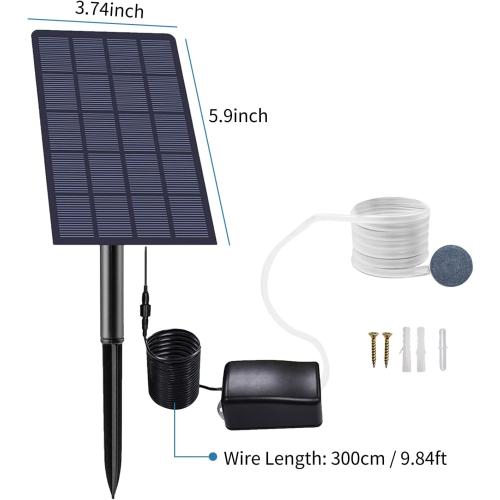 Irishom Solar Pond Oxygenator, Aquarium Oxygen Aerator Air Pump Fishing Aerator with Pipe Air Bubble Stones for Garden Fish Tank Outdoor Pool Pond