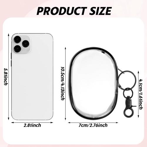 4 PCS Cute Clear Bag Keychain, Clear Doll Display Keychain Bag, Portable Coin Purse Pouch for Display off Blind Boxes Mini Figures(Small Size)