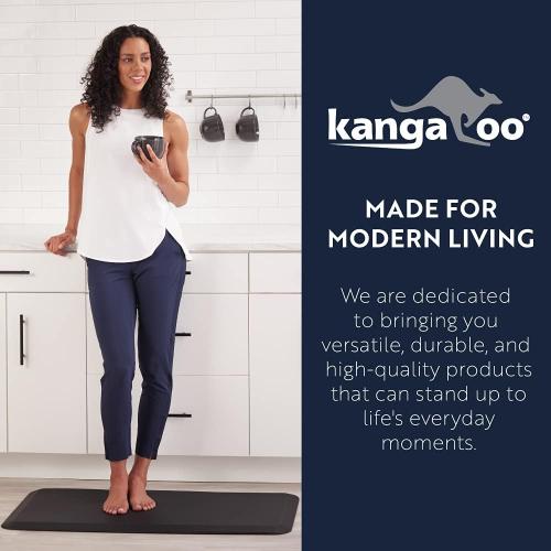 KANGAROO Thick Ergonomic Anti Fatigue Mats for Kitchen Floor, Cushioned Standing Office Desk Mat, Waterproof Scratch Resistant Topside, Supportive All Day Comfort Padded Foam Rugs, 17x24, Grey