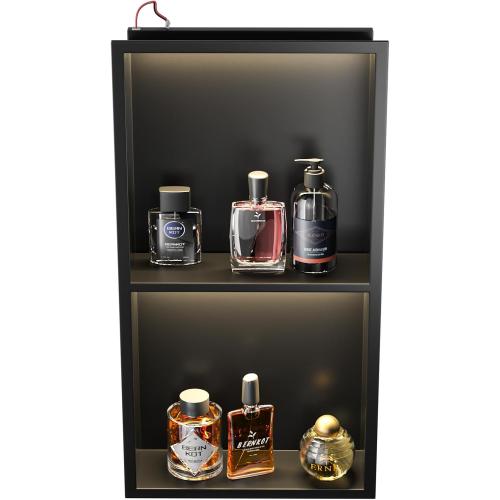 Stainless Steel Led Shower Niche Black 24 X 12 No Tile Needed | Recessed niche matte black w/ 2-tier shelf,Led driver UL listed,vertical niche,non-dimmable,3000K warm light IP66 waterproof