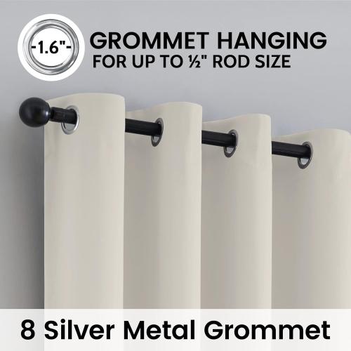 SimpleHome 100% Blackout Curtains for Bedroom,Thermal Insulated Grommet Window Drapes Room Darkening Cream Curtains for Living Room with Black Back,52 x 84 Inch,2 Panels