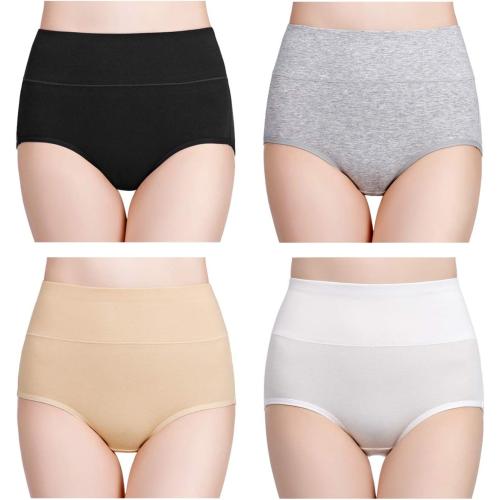 wirarpa Women's Cotton Underwear High Waisted Ladies Panties Full Coverage Briefs 4 Pack (Regular & Plus Size) size M