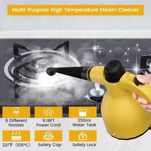 Handheld Steam Cleaner - Multipurpose Pressurized Steamer, Fast Heat w/ 9.18FT Cord - Chemical-Free Steam Cleaner for Home, Grout, Cars, Upholstery, Windows, Bathrooms & More