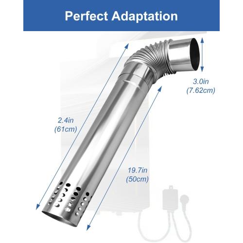 Upgraded Direct Vent Kit Fit for Tankless Water Heater Vent Pipe 3 inch, Include 3 OD Elbow and 3 OD x 19.7 Length Stainless Steel Vent Pipe with Chimney Rain Cap Clip and Tape