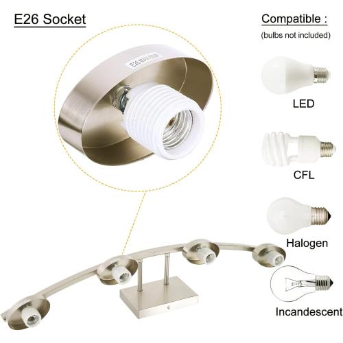 4-Light Brushed Nickel Vanity Light Fixture with White Glass Shade for Bathroom Over Mirror, 31.5 Inches