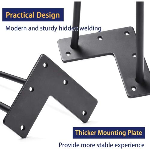 SMARTSTANDARD 16 Hairpin Furniture Legs, Metal Home DIY Projects for Nightstand, Coffee Table, Desk, etc with Rubber Floor Protectors Black 4PCS