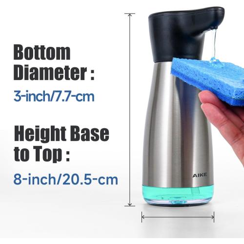 AIKE Magnetic Charging Waterproof Automatic Soap Dispenser for Liquid Soap Spot Resist Stainless Finish 14fl.oz. Model AK1337