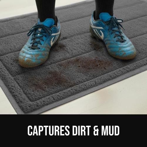 GORILLA GRIP Dirt Grabber Door Mat Durable Mesh for Indoor Outdoor Use | Front Door Mat Outside Entrance, 35X23, Heavy Duty Dirt Trapper, High Traffic Mud Scraper, Low Profile Welcome Mat, Dark Gray