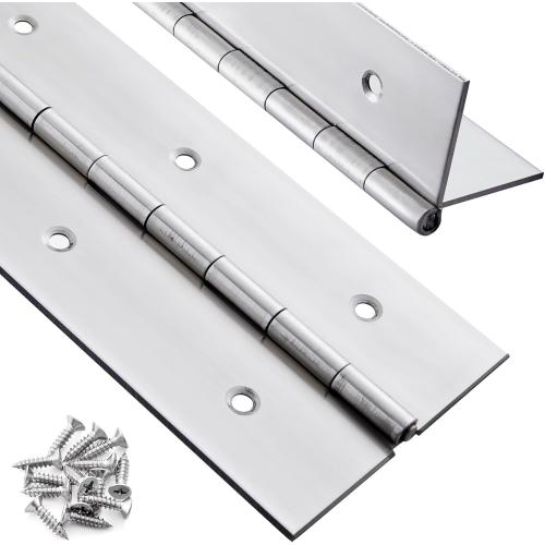 2 Pack Heavy Duty Piano Hinge 48 Inch x 3 Inch Continuous Hinge, 0.060'' Thick Stainless Steel Piano Hinge with Holes for Cabinet, Doors, DIY Wood Boxes Furniture, 3'' Open Width