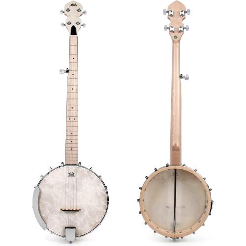 AKLOT 5 String Banjos Full Size Open Back Banjo Adjustable Maple Body Remo Head with 2 Tuning Wrench, 4 Picks, Strings, Tuner, Strap Ruler, Cleaning Cloth, Gig Bag for New Beginner Professional