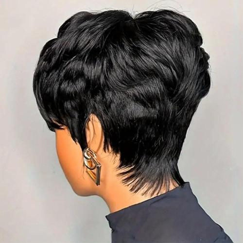 Pixie Cut Wig Human Hair for Black Women Short Pixie Cut Wigs Natural Looking 100% Real Human Hair Wigs Glueless Full Machine Made Wigs for Black Women (S-036 1B)