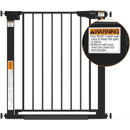 Cumbor 29.7-46 Baby Gate for Stairs, Mom's Choice Awards Winner-Auto Close Dog Gate for The House, Gifts for Mom, Easy Install Pressure Mounted Pet Gates for Doorways, Black