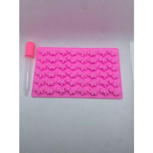 Silicone Gummy Molds Candy Molds with 3 Droppers - BPA Free Nonstick Chocolate Molds Including Mini Dinosaur mold - Pack of 3 for 120 Gummies