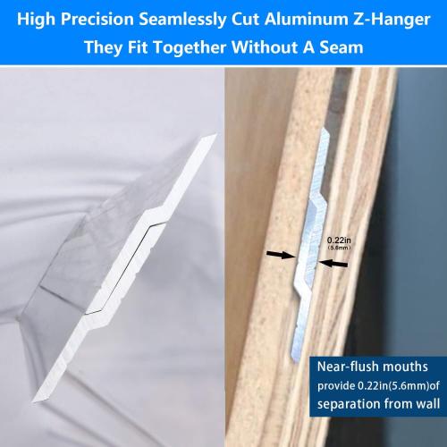 (41 inch) French Cleat Hanger Heavy Duty 500 Lbs Load, 2 Pairs Aluminum Z Clips French Cleats, Interlocking Wall Mount Bracket Hardware Kit for Mirrors, Picture, Shelf, Headboard, Art, Frames