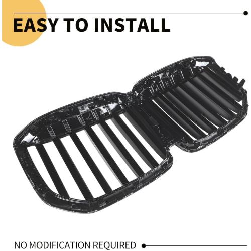 BLACK MAXDOM Replacement Front Upper Grill Fit for BMW (2023-2025) X7 G07 LCI – Gloss Black Single Slat ABS Grille