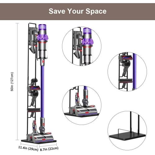 Foho Vacuum Stand for Dyson V11 V10 V8 V7 V6,Stable Metal Storage Bracket Stand Holder for Dyson Handheld DC30 DC31 DC34 DC35 DC58 DC59 DC62 Cordless Vacuum Cleaners & Accessories & Attachments