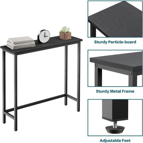 HollyHOME Narrow Console Table, 29.5 Slim Entryway Table, Sofa Stand, Hallway Shelf for Hallway, Bedroom, Living Room, Foyer, Black