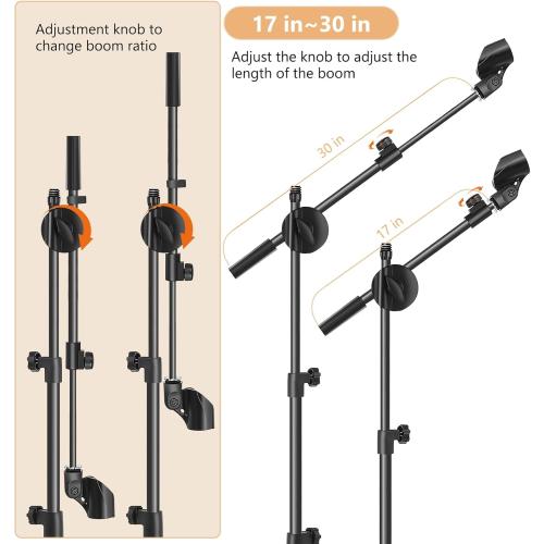 Ramzi Mic Stand,6 In 1 Microphone Stand Floor Boom Mic Stand, Support Boom Gooseneck Mic Clips Tablet Phone Holder Any Combination With Mic Stand Bag