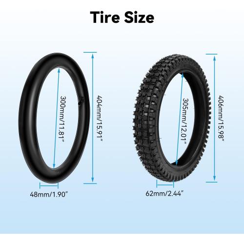 EOPOAYI 16x2.4 Bike Tire and Inner Tube Set Compatible with Electric Bike Kids Bicycle E-Scooter, 16x2.40 64-305 16 Inch Dirt Bike Tire for Razor MX650 MX500 SX500 Mcgrath Dirt Rocket Bike (2-Packs)
