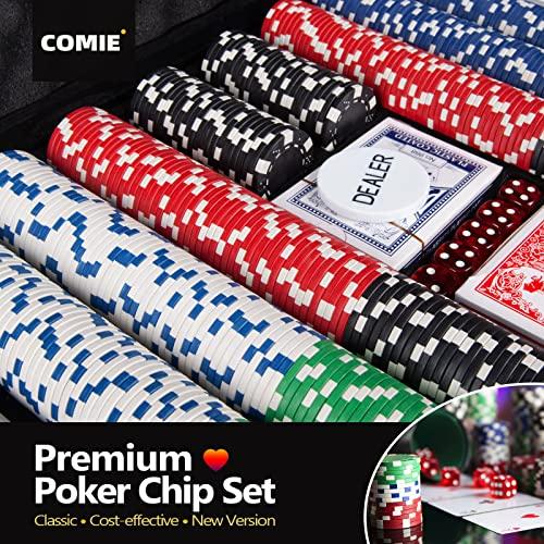 Comie Poker Chips,500PCS Poker Chip Set with Aluminum Travel Case,11.5 Gram Poker Set for Texas Holdem Blackjack Gambling | Aluminum Travel Case, For Texas Holdem Blackjack Gambling