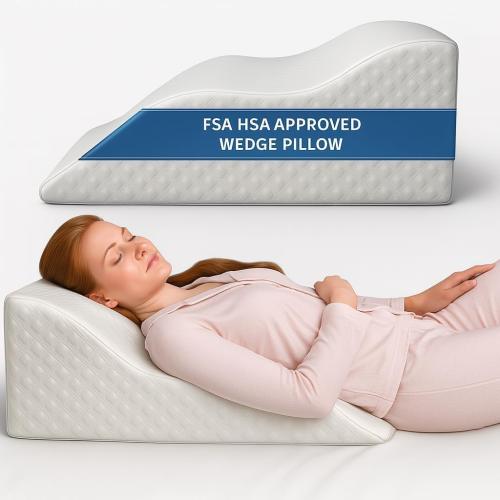 Aeris Wedge Pillow for Sleeping, Acid Reflux, and Snoring - Memory Foam Bed Wedge, 19-Degree Incline - Post-Surgery Recovery, Reading, Leg Elevation - Machine-Washable Cover