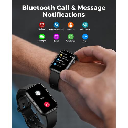 Smart Watch Fitness Tracker, Bluetooth Call, Health Monitor for Men Women | 114 Sport Modes, 24/7 Heart Rate Monitor, Blood Pressure/Spo2/ Sleep Tracker, IP67 Water-resistant, Calorie Step Counter
