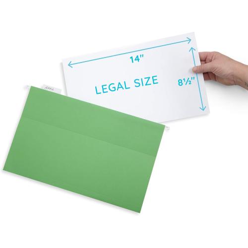 Blue Summit Legal Size Hanging File Folders, Legal Size Folders 9.5” × 14.75”, 25 Reinforced Hanging Files in Assorted Colors, Designed for Home and Office Color Coded File Organization, 25 per Box