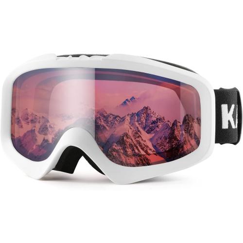 Karsaer Ski Goggles Anti-Fog Snow Goggles OTG 100% UV Protection Snowboard Goggles Bendable Dual-Lenses for Men Women Youth