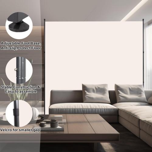 Room Divider 6FT Single Panel Privacy Screen, 71'' Wide Fabric Indoor Room Divider Wall Divider for Room Separation, Portable Room Partitions and Dividers Freestanding Temporary Wall Room Separators
