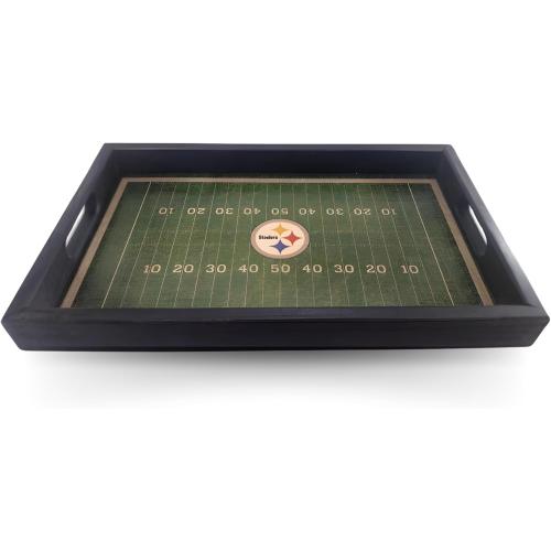 Fan Creations Pittsburgh Steelers NFL Football Field Tray Decorative Team Logo Server with Handles for Food & Drink - for Game Day Entertaining or Tabletop Organizer - Show Your Steelers Pride