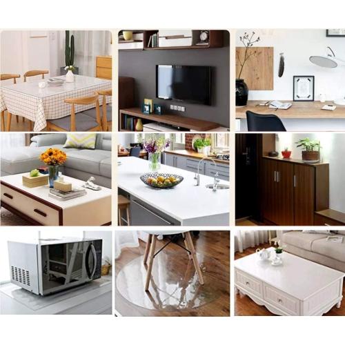 NECAUX Custom Multisize 1.5mm Thick Clear PVC Table Cover Protector - 36 x 66 Inch Table Pads for Dining Room Table Rectangular Vinyl Non-Slip Desk Pad for Coffee Table/Writing Desk