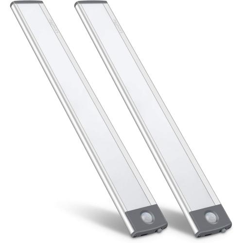 LED Motion Sensor Light,Under Counter Lighting, Wireless USB Rechargeable Kitchen Night Lights,Battery Powered Operated Light,54-LED Light for Wardrobe,Closets,Cabinet,Cupboard, 2 Count (Pack of 1)