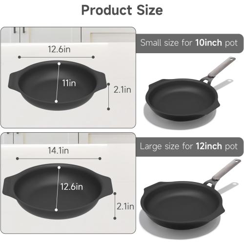 Silicone Pan Protectors & Separators for Stacking (10 & 12 Inch) - Non-Toxic, Heat-Resistant Pads | Dishwasher Safe, Durable Cookware Protector (Black, Mixed)