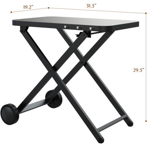 Portable Grill Table, Outdoor Prep Table with 2 Wheels, Pizza Oven Cart for Ninja Woodfire, Ninja Woodfire XL Pro, Weber Q, Ooni Table Top Grill, Folding Grill Cart for Picnic, Camping, RV