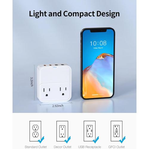 USB C Charger Block,Slim Flat USB Wall Charger Plug with 2 Outlet Ports,Multi USB C Charging Power Adapter for Home Travel Office School (20W)