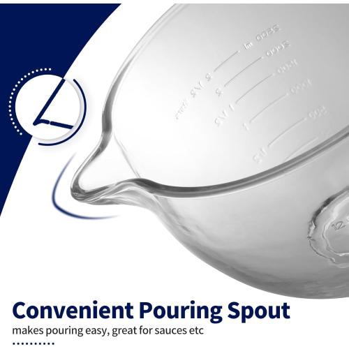 Glass Bowl for KitchenAid Stand Mixer,5 Quart,Glass Mixing Bowl Replacement for KitchenAid 4.5 and 5 Quart Tilt-Head Stand Mixers with Measurement Markings