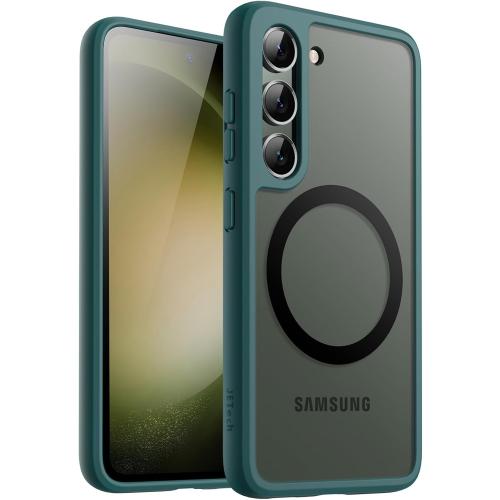 JETech Magnetic Case for Samsung Galaxy S23 5G 6.1-Inch, Compatible with MagSafe, Translucent Matte Back Shockproof Phone Cover (Midnight Green)