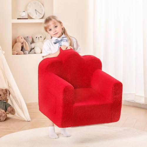 Tiita Kids Couch Plush Toddler Chair, Cloud-Like Glow in The Dark Kids Sofa Toddler Reading Chair with Washable Cover Carrying Handle, Convertible Children Sofa Chair for Girls and Boys