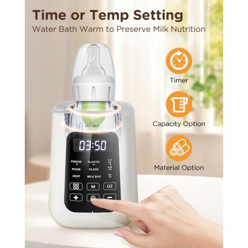 Bear Baby Bottle Warmer, Fast Warming Breast Milk Formula, White | Newborn Essentials, Time Temp Control, Automatic Shut Off, at Home Use, Water Bath Heating, Compatible with Baby Bottles
