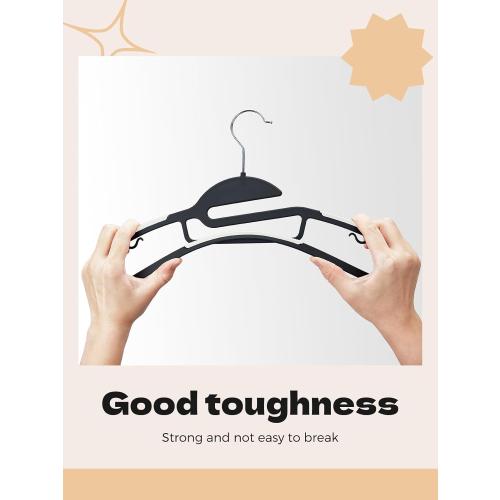 HOUSE DAY Black Plastic Hangers 30 Pack, Slim Space Saving, Non Slip Clothes Hangers with Rubber Pads, Sturdy Heavy Duty Coat Hanger for Closet, S-Shaped Hanger for Shirt, Suit, Pant, Skirt