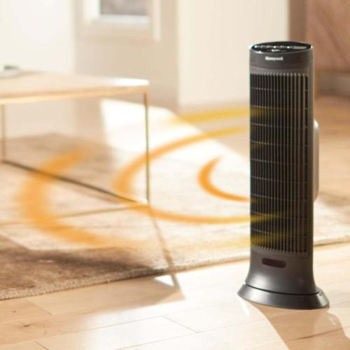 Honeywell Slim Ceramic Tower Heater, Large Room, Black – Easy to Use – Slim Space Heater with Two Heat Settings
