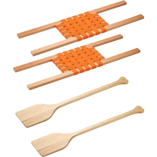 34″ Wood Canoe Seat with 32″ Paddles, 4Pcs Replacement Canoe Hardware Accessories