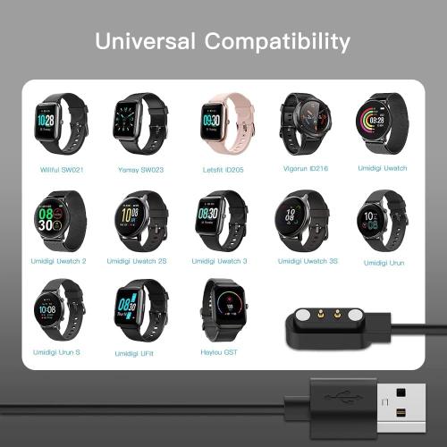 Acediar [2-Pack] 3.3FT Smart Watch Charger Magnetic USB Charging Cable for Letsfit Willful YAMAY SW023 ID205L SW021 ID205U ID205S SW025 Uwatch 3S