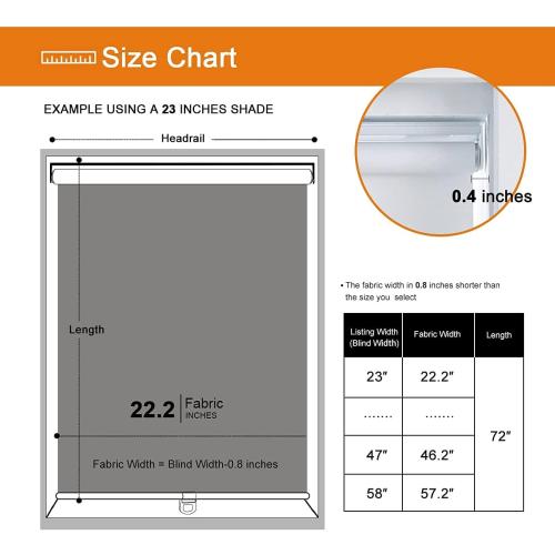 Persilux Cordless Window Shades Roller Blinds (35 W x 72 H, White) 100% Blackout Roller Window Shades UV Protection Energy Saving Roller Shades for Bedroom and Living Room, Home and Office