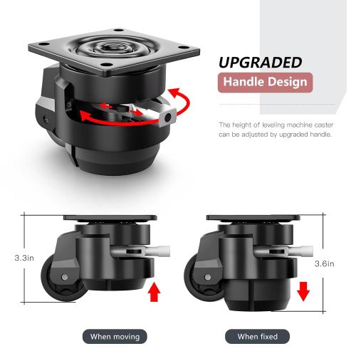 4 Pack Leveling Casters, Adjustable Heavy Duty Casters Set of 4, Swivel Plate Industrial Retractable Caster Wheels for Workbench,Machine, Equipment, Shelves (60F, 2200 Lbs Capacity, Black)
