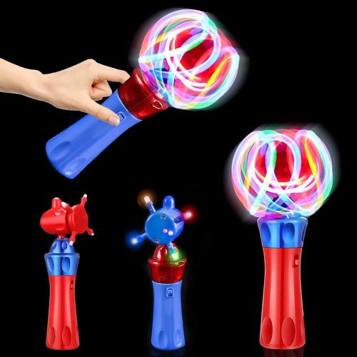 The Dreidel Company Light-Up Orbiter LED Spinning Wand, with Push Button, 7 Inches, Great Gift Idea for Boys, and Girls, Birthday Party Favor, Events, and Gatherings (Single)