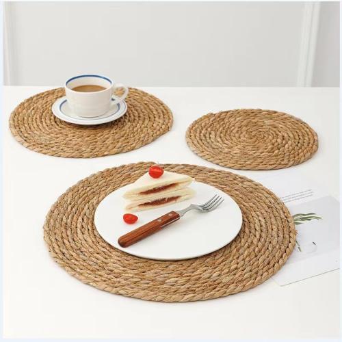 Handmade Heat Resistant Round Woven Placemats Set of 13 Wicker Boho No Chemical Natural Water Hyacinth Place Mats, Farmhouse Table Mats for Kitchen Dining Table,Home Decorations,Wedding